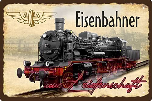 Deko Blechschild 20x30cm Eisenbahner aus Leidenschaft
