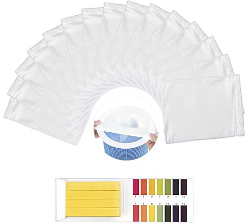 YSDYY 15 Calze filtranti per Piscine e Strisce reattive PH, Protezione del Filtro per testare la qualità dell'Acqua, Filtro a Rete in Nylon per filtrare Le Particelle di Sporco Come Foglie e Capelli.