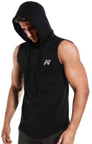 MEETWEE Herren Tank Top, Sportshirt mit Kapuze Ärmelloses Muskelshirts Fitness Sleeveless Shirt Atmungsaktiv Laufshirt Achselshirts Hoodie für Gym Running Training