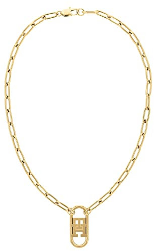 Tommy Hilfiger Halskette Monogramm aus hochwertigem gold-ionenplattiertem Edelstahl, Länge 50.8 cm, 2780723