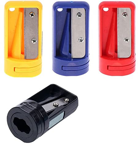 Dellx Timmerman Bleistiftspitzer- 4-Pack Manueller Bleistiftspitzer für Flache Zimmermann-Bleistifte, Tragbarer Bleistiftspitzer