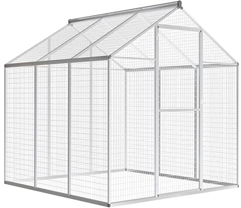 Außenvoliere, XIAOGUANG Hühnerstall, Chicken Run, Hühnerauslauf, Vogelvoliere, Auslaufgehege, Wachtelstall, Tiergehege Aussen, Aluminium 183x178x194 cm