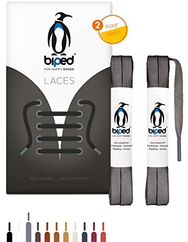 biped LACES 2 pares de cordones encerados planos - de algodón 7 mm - a prueba de desgarros cordones premium para zapatos de cuero, botas, zapatos casuales y de trabajo z2916(#6 grey,120 cm)