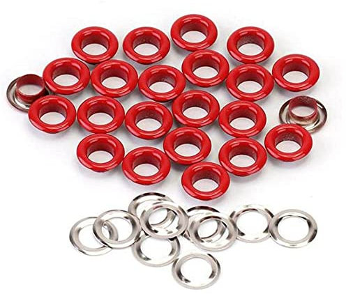 GIVBRO 100pz Occhielli Occhielli e Rondelle Accessori - 4mm Occhielli Antiruggine Strumenti per Vestiti in Tessuto Teloni Pelle Artigianato Fai da Te Rosso