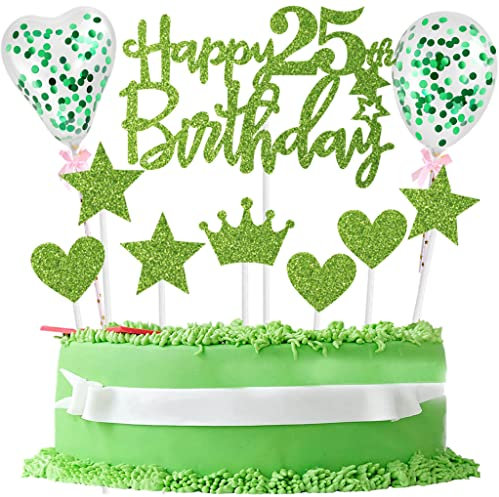 25. Tortendeko Geburtstag Frau, 25 Jahre Mann Frau Kuchendeko 25. Geburtstagstorte Topper 25. Geburtstag Obst Grün Tortendeko 25 Cupcake Topper 25. Geburtstag Kuchen Deko 25 Kuchenaufsatz