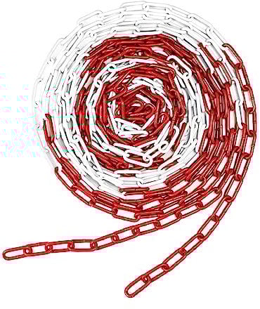 QWORK® 10M Stahl Warnkette, Rot-Weiß Absperrkette aus Ø 5mm Verzinkter Stahl