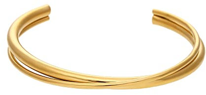 PAMTIER Damen Edelstahl Criss Cross Armreif Manschette Gold Offenes Handgelenk Manschette Interlocking Armband Gold