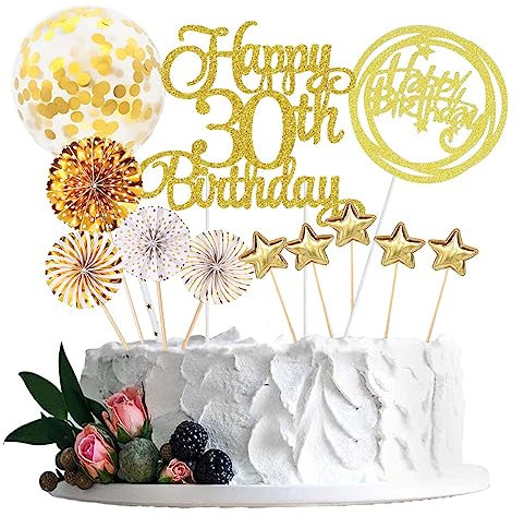 Jxuzh Tortendeko 30 Geburtstag Gold Frau Männer Happy Birthday 30 Glitter Cake Topper 30.kuchendeko Geburtstag Happy 30th Birthday Tortendeko 30 Jahre Geburtstag Kuchen Deko 30 Geburtstag Frau