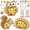 TOPJOWGA LED-Stimmungsleuchten Herbst, 3 Stück Herbst Deko Leuchten aus Holz, Eule Igel Eichhörnchen Herbstdeko LED Herbstblätter, DIY Herbst Dekoration Motivleuchten Tischdekoration