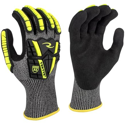Radians Unisex Cut Resistant A6 Nitrile Glove with TPR and TEKTYE™ Yarn, Black/Gray, Size L