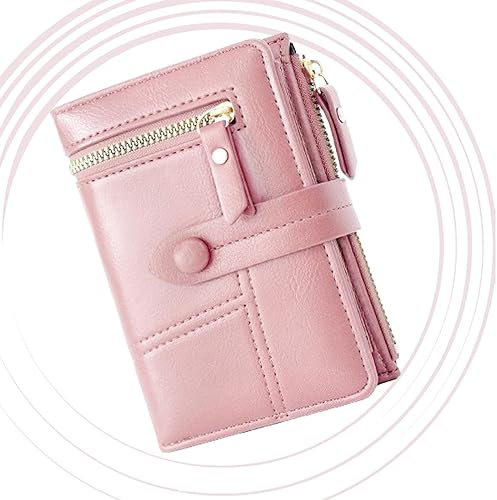 Basetousual Portefeuille Femme Petit Format,Porte Carte Femme, Petit Portefeuille Femme ,Porte Monnaie Petite pour Femmes avec Pochette pour Pièces de Monnaie (Rose)