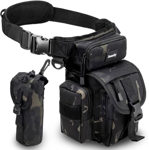 Jueachy Tactical Thigh Bag - Multifunctional Drop Leg Bag with Water Bottle Pouch for Motorcycling, Hiking, Traveling, Fishing, Camping