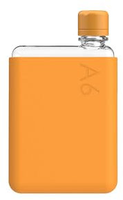 memobottle Paquete A6 (mandarina) – 375 ml – Botella, funda de silicona y tapa | Botella de agua compacta para bolsas y bolsillos pequeños | Tritan sin BPA | Moderna, minimalista | Para gimnasio y