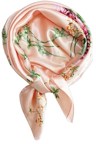 vabovin Foulard de tête carré en satin pour femme, 88,9 cm, pour dormir, 99-163 Pivoine Rose, 35''x35''