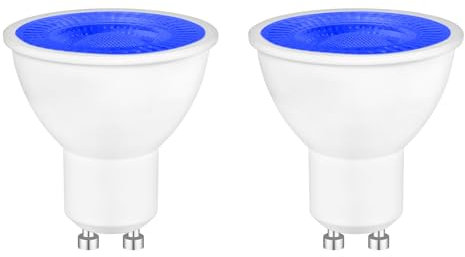 Lot de 2 Bleu Ampoules LED GU10 5W Spot, MR16 Couleur Lampe de Projecteur, Équivalent 50W Halogène, 500LM, Angle de Faisceau 120°, Non Dimmable, Éclairage Décoratif pour Paysage, Scènes, Bars, Fête