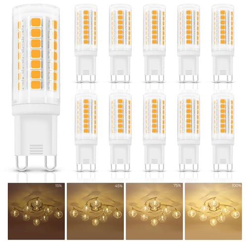Eastiya G9 LED Bulbs Dimmable, Warm White 3000K, 5W Equivalent to 40W-50W G9 Halogen Bulbs, 500LM AC220-240V, Energy Saving Light Bulb 10 Pack