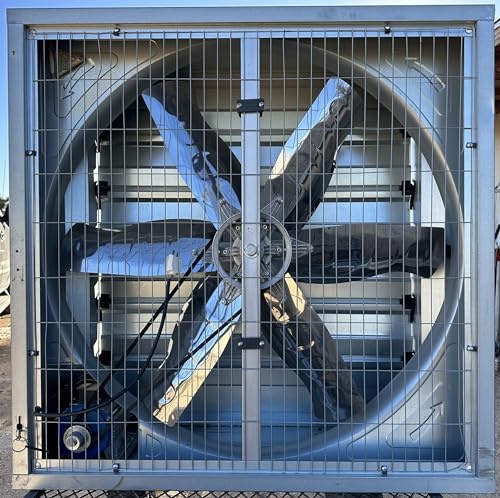 54” Belt Driven Greenhouse Exhaust Fan with Shutter, 50” Blade, 54” Square Housing, 25,900 CFM Commercial Agricultural Barn Ventilation Fan, 1.5 HP 110V Motor, Open Box Condition