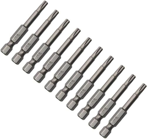 XMHF 10 pezzi 50 mm lungo 1/4 di pollice gambo esagonale T20 Torx testa cacciavite magnetico Set di punte di sicurezza a prova di manomissione stella 6 punti cacciavite kit strumenti