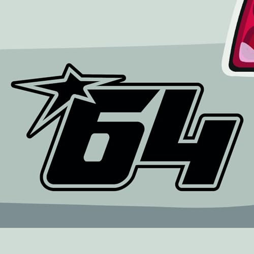 Stickerfreaks Startnummer 64 Aufkleber Rennen Sticker Stern Star JDM Auto Bike Decal Vinyl Aufkleber Größe: 10x5,5cm (S) | Farbe: 80-braun | Rennen Sticker Kleber Deko Tuning Startnummer