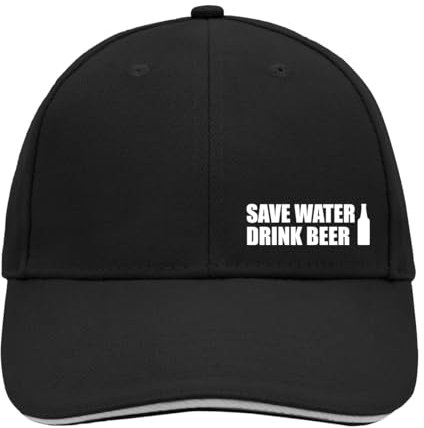 Huuraa Cappy Mütze Save Water Drink Beer Bierflasche Geschenk Black/Light Grey Save Water Drink Beer Präsent