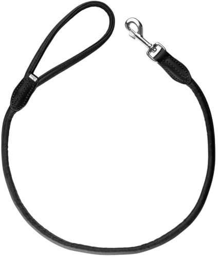 HUNTER Hundeführleine Round & Soft Canadian UP, Farbe: schwarz, weiches, geschmeidiges Leder, Handschlaufe, rundgelegt, nachhaltig, Made in Germany, Größe: 6/110