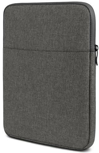 moex Tablet Hülle für Telekom T Tablet Tasche mit Reißverschluss und Fach für Zubehör, Nylon Stoff Sleeve weich Gepolstert, Schutzhülle Minimalistisch Dash Case, Dunkelgrau