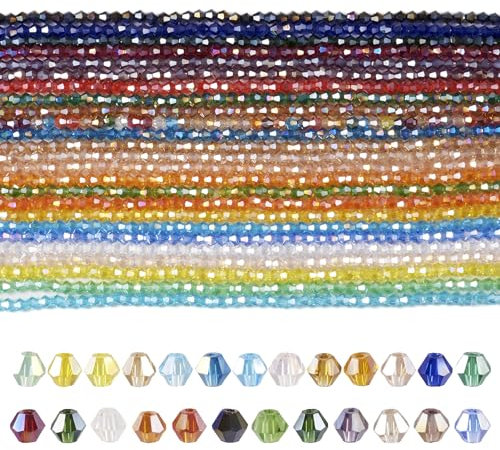 Craftdady 25 hebras de cuentas de cristal facetado de 4 mm, mini cuentas bicónicas de cristal de color AB transparente para hacer joyas, pulseras, collares