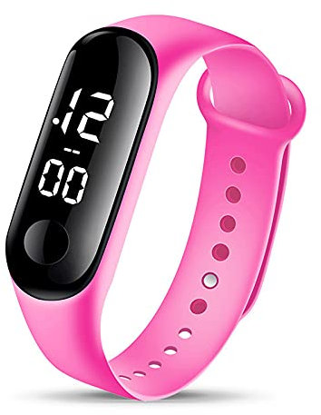 Trailrest Reloj Inteligente Niño 8 Años Moda Digital LED Reloj Deportivo Unisex Banda de Silicona Relojes de Pulsera Hombres Mujeres Reloj Inteligente Mujer Llamadas (Pink, One Size)