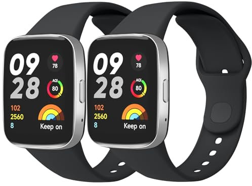 Tobfit 2 Piezas Correa Compatible con Xiaomi Redmi Watch 3 Active Mujer Hombre, Correas de Reloj Original de Silicona, Pulseras de Repuesto Deportiva Impermeable para Redmi Watch 3 Active