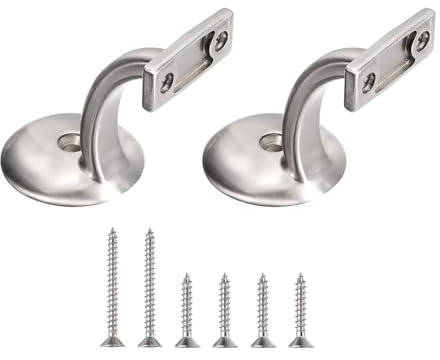sourcing map 2 Pcs Hand Rail Bracket, Anti-Rust Handrail Holder Brackets Hand Stairway Railing Brackets for Stairways Home Office Vintage Stair Support, Brushed Satin Nickel