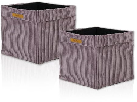 Lycce Kallax Boxen Cord 2er Set | Kallax Einsatz 33 x 33 x H31 cm | Aufbewahrungsbox mit entfernbarem Cord-Bezug passend für Kallax Regal | faltbare Ordnungsboxen aus Spannvlies | altrosa
