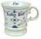 Porzellan Becher Indisch Blau - Kaffee Pott - Ebbe - Flut - Kapitänsbecher maritim Strohblume 350ml Kaffeebecher