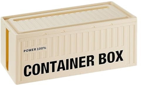 Cable Box, Box for Cable - Cable Storage Box in Container Shape, Large Cable , Dustproof Desk with Lid, Surge Protection for Socket and TV Box