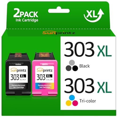 SUNPRINTZ 303 XL Druckerpatronen Schwarz und Farbe, für HP 303 Druckerpatronen, für HP 303XL für HP Envy Inspire 7200e 7220e 7900e 7920e,für Envy Photo 6200 6230 7800,für Tango X Smart Drucker