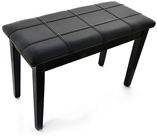 KOIAMVZW Leder-Klavierbank, Doppel-Klavierhocker mit Stauraum, Holz-Klavierbank-Hocker, Pu-Leder, wasserdicht, Schwarz, Weiß
