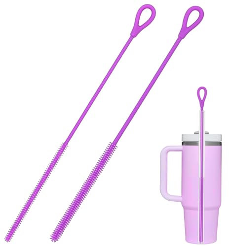 OWATRKDEY Lot de 2 brosses de nettoyage extra longues en silicone pour paille, brosses de nettoyage pour paille, brosses de nettoyage pour paille, brosses de nettoyage pour paille, pailles en verre
