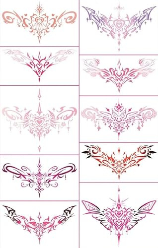 ARYU Phantom Tattoo Stickers Heart Net Red Sexy Chest Belly Waist Totem Glow-In-The-Dark Couple