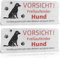 FLEXNOVA 2 Stück Vorsicht Hund Schild, 25x 10cm Warnung Vor Dem Hund Schilder Warnschild Achtung Hund Vorsicht Bissiger Hund Schild Aluminium mit Selbstklebend Vorgebohrten Löchern