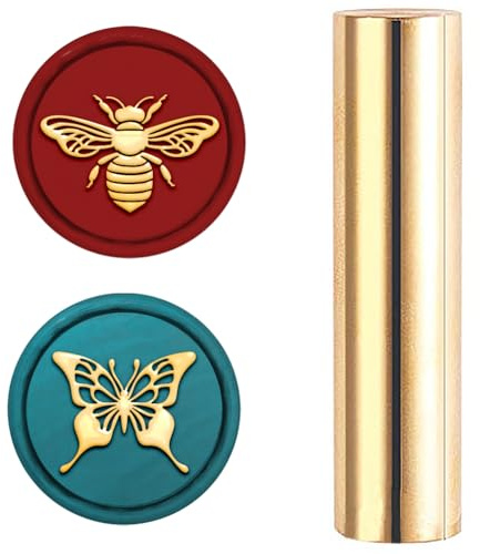 Hobbspring Mini Wachssiegelstempel 15mm 2 Seitiges Muster Siegelwachsstempel Biene Und Schmetterling Massives Messing Vintage Siegelstempel Für Umschläge Einladungen Verzierung Dekor Zurück zur Schule