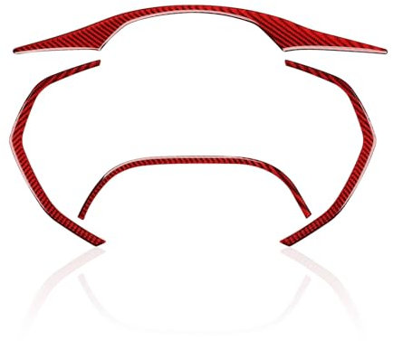 Zentrale Dashboard Dekoration Carbon Fiber Auto Dashboard Tacho Rahmen Aufkleber Aufkleber Trim Für Chevy Für Corvette C7 2014-2019 Zubehör Lenkrad Abdeckung Aufkleber(Rot)