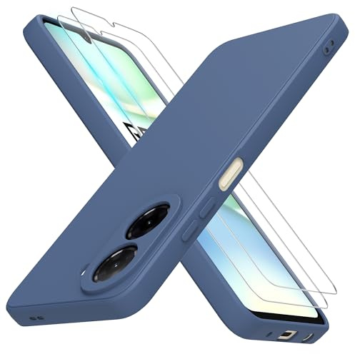 THIYUFUNS Coque pour Xiaomi Redmi A5 avec 2 Verre trempé,Silicone Liquide Housse Étui de Protection redmi A5 Microfibre Anti-Rayures Coque (6.88) - Bleu