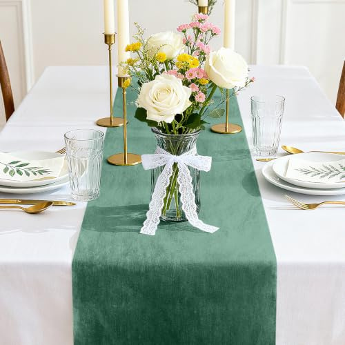 Siumir Vlies Tischläufer 30cmx25m Dunkelgrün Tischband Hochzeit Taufe | Einfach zuschneidbar, Geruchsneutral, 25m Rolle für mehrere Tische, Ideal für Hochzeit, Taufe, Kommunion, Geburtstag