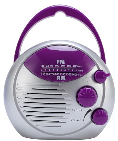 Bewinner Radio de Ducha IPX4, Radio de Ducha con Batería de Altavoz, Operación de Baterías, Abdominales, Techo de Agua, Am/FM Portátil para Acampar en la Playa Doméstica Caminata