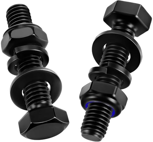 Mbsomnus 20 Stk Sechskantschrauben M6x30 mm Schrauben Schwarz | Sechskantkopfschrauben, DIN 933, Kohlenstoffstahl, Außensechskant mit Muttern, Unterlegscheiben, Federringe, für Autos, Möbel