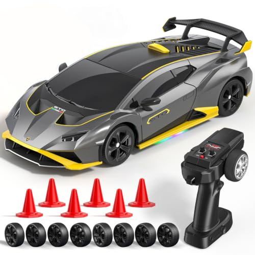 Lamborghini Ferngesteuertes Auto ab 6-12 Jahre, 1:24 RC Drift Auto 25KM/H | 4WD Vollproportionale Drosselklappe, Einstellbare Geschwindigkeit und Lenkwinkel, Spielzeug Geschenke Jungen 6 7 8 9 10 11 12