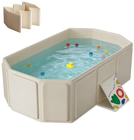 SGZIOO Baignoire Enfant, Baignoire Pliable Enfant, Grande Baignoire Enfant pour Douche avec Bouchon de Vidange, Pour 0-6 Ans, 75 x 45 x 25 cm