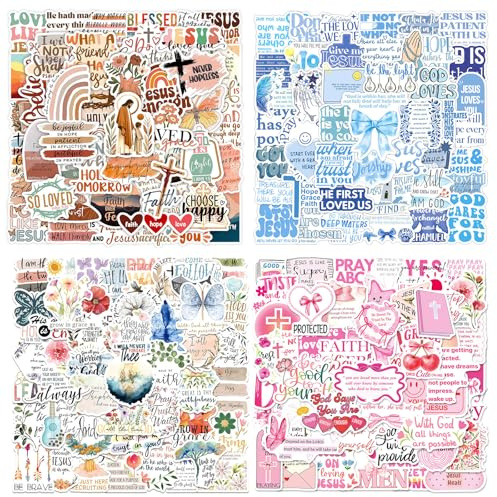 200Pcs Inspirierende Bibel Sticker-Set für Laptop, Koffer, Scrapbooking, Skateboard, Gitarre, Wasserflasche–Geschenkaufkleber für Teenager, Kinder und Mädchen