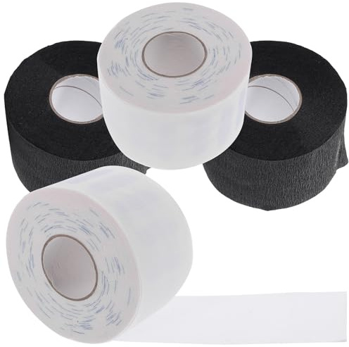 Einweg Nackenstreifen Kragenpapier für Haareschneiden, 4 Rollen | Papier, Weiß und Schwarz, für Friseurbetrieb, Hautschutz, Sauberer Halt am Hals