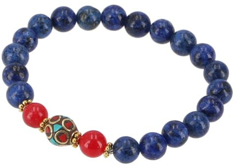 GURU SHOP Mala Armband, Handmala, buddhistischer Schmuck, 8 mm, Lapislazuli