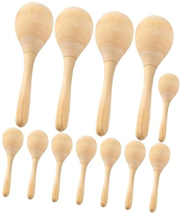 TWTCZOZ Maracas für Kinder, Handpercussion Musikinstrument, Rohlinge, Sandhämmer Zum Basteln, 12 Stück